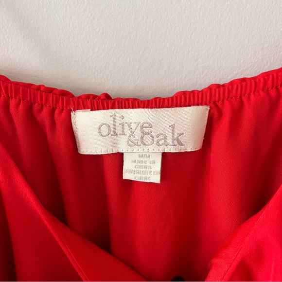 ❤️ Olive & Oak Red Ruffled High Low Spaghetti Strap Dress Size Medium - Picture 4 of 4